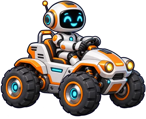 Friendly robot driving a space rover